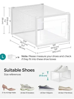 Songmics Regale & Schränke|Garderoben<18er-Set: Schuhboxen - (B)25 x (H)19 x (T)35 cm