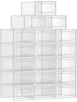 Songmics Regale & Schränke|Garderoben<18er-Set: Schuhboxen in Transparent - (B)23 x (H)14,3 x (T)33,5 cm
