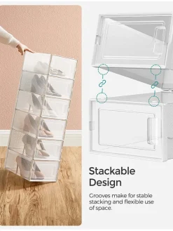 Songmics Regale & Schränke|Garderoben<18er-Set: Schuhboxen in Transparent - (B)23 x (H)14,3 x (T)33,5 cm