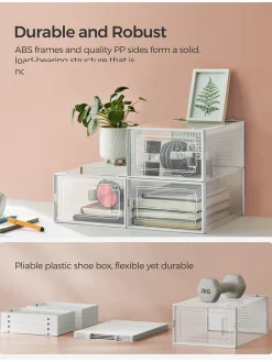 Songmics Regale & Schränke|Garderoben<18er-Set: Schuhboxen in Transparent - (B)23 x (H)14,3 x (T)33,5 cm