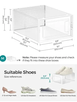 Songmics Regale & Schränke|Garderoben<18er-Set: Schuhboxen in Transparent - (B)23 x (H)14,3 x (T)33,5 cm