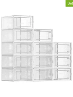 SONGMICS Garderoben<12er-Set: Schuhboxen in Transparent - (B)23 x (H)14,3 x (T)33,5 cm