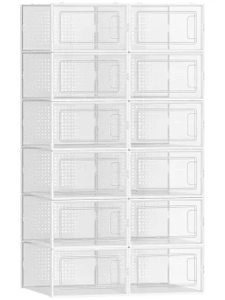SONGMICS Garderoben<12er-Set: Schuhboxen in Transparent - (B)23 x (H)14,3 x (T)33,5 cm