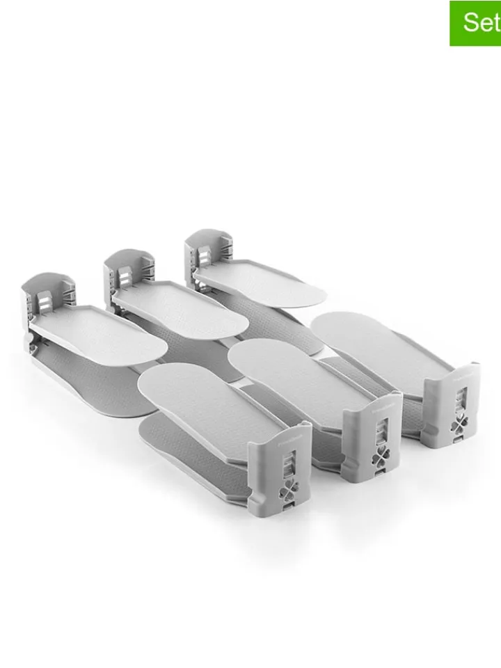 InnovaGoods Garderoben<6er-Set: Schuhorganizer in Grau - (B)26 x (H)10 x (T)10 cm