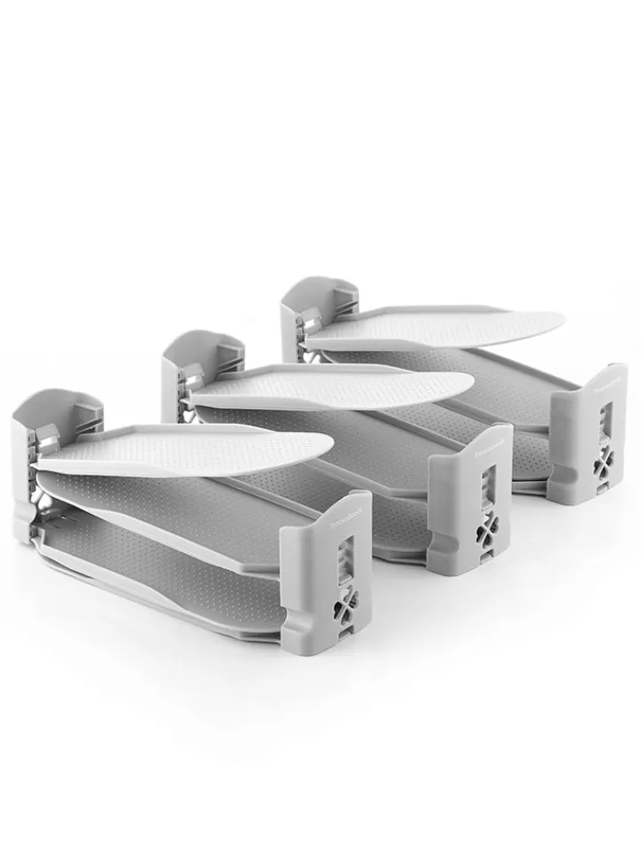 InnovaGoods Garderoben<6er-Set: Schuhorganizer in Grau - (B)26 x (H)10 x (T)10 cm