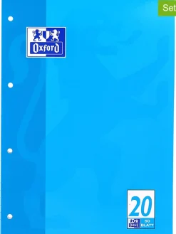 Oxford Büro- & Schulbedarf<5er-Set: Schulblöcke " - Lineatur 20" in Blau - DIN A4