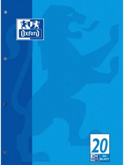Oxford Büro- & Schulbedarf<5er-Set: Schulblöcke " - Lineatur 20" in Blau - DIN A4