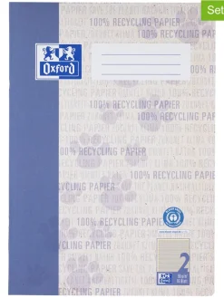 Oxford Büro- & Schulbedarf<15er-Set: Schulhefte " Recycling" in Blau - DIN A4
