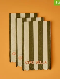 BELLA MAISON Tisch- & Küchentextilien<20er-Set: Servietten "Line" in Creme/ Khaki