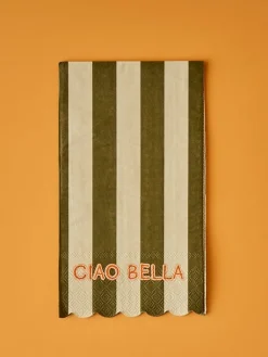 BELLA MAISON Tisch- & Küchentextilien<20er-Set: Servietten "Line" in Creme/ Khaki