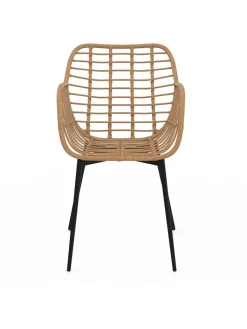 IDOMYA Essentials Sitzmöbel<2er-Set: Sessel "Cuba" in Hellbraun/ Schwarz - (B)51 x (H)80 cm