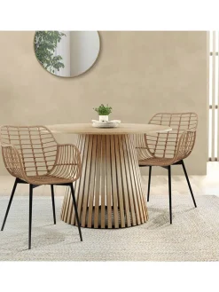 IDOMYA Essentials Sitzmöbel<2er-Set: Sessel "Cuba" in Hellbraun/ Schwarz - (B)51 x (H)80 cm
