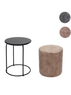 MCW Möbel-Sets<2er-Set Sitzhocker und Beistelltisch K48, Braun