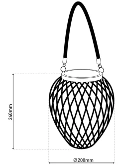 näve Außenbeleuchtung<2er-Set: Solar-Dekoleuchte "Cesto" in Hellbraun - (H)24 x Ø 20 cm