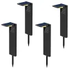 lumisky Außenbeleuchtung|Außenleuchten<4er-Set: Solar-Gartenstecker "Ostry" in Schwarz - (B)16 x (H)41 x (T)9 cm