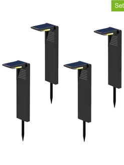 lumisky Außenbeleuchtung|Außenleuchten<4er-Set: Solar-Gartenstecker "Ostry" in Schwarz - (B)16 x (H)41 x (T)9 cm