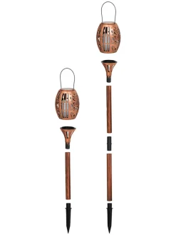 Garden Hero Außenbeleuchtung|Außenleuchten<2er-Set: Solar-Gartenstecker in Kupfer