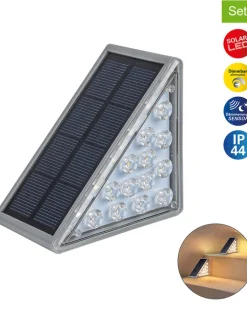 näve Außenbeleuchtung|Außenleuchten<2er-Set: Solar-Treppenleuchten "Scala" in Grau - (B)5,2 x (H)11 x (T)6,2 cm