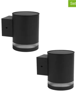 lumisky Außenbeleuchtung|Außenleuchten<2er-Set: Solar-Wandleuchten "Helio" in Schwarz - (B)12 x (H)9 x (T)11,5 cm