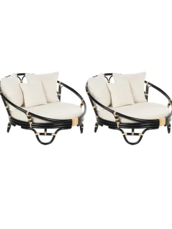 Beliani Gartenmöbel<2er-Set Sonneninsel ROSSANO in Schwarz/Beige