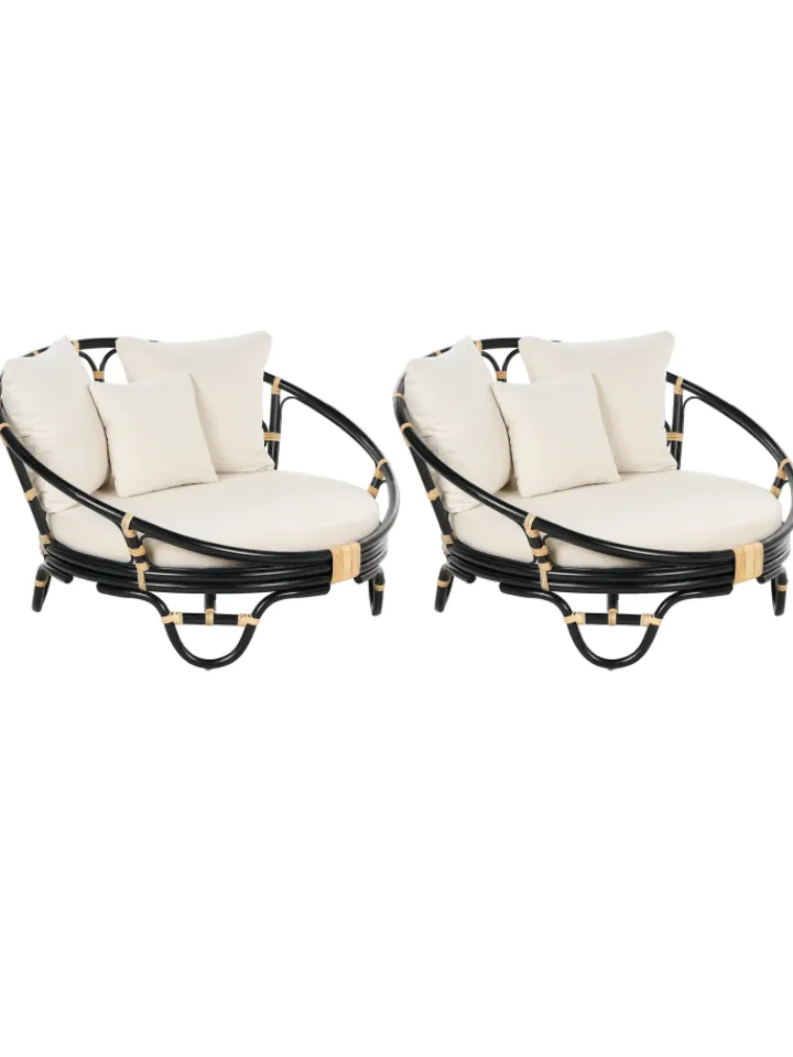Beliani Gartenmöbel<2er-Set Sonneninsel ROSSANO in Schwarz/Beige