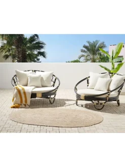 Beliani Gartenmöbel<2er-Set Sonneninsel ROSSANO in Schwarz/Beige