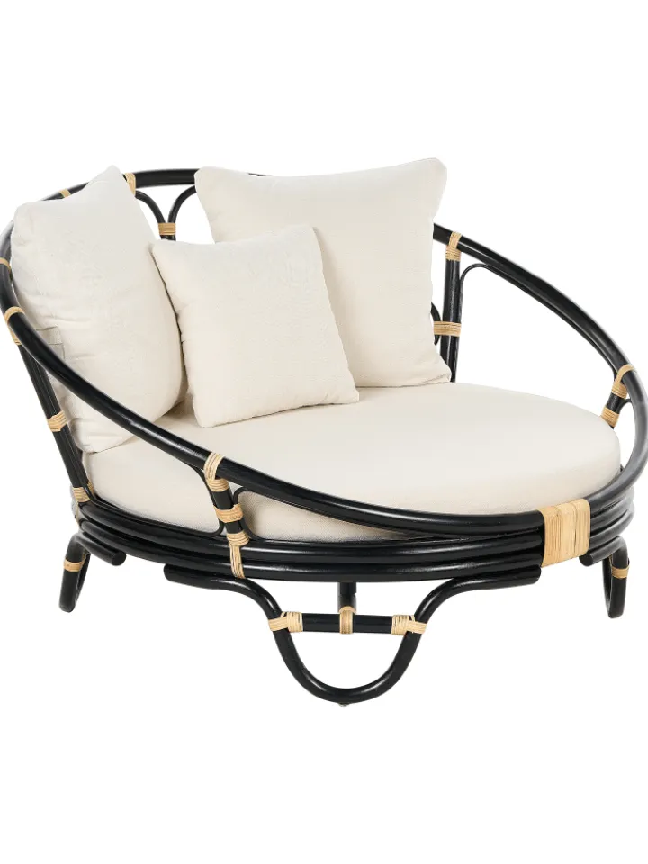 Beliani Gartenmöbel<2er-Set Sonneninsel ROSSANO in Schwarz/Beige
