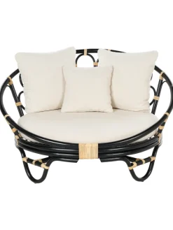 Beliani Gartenmöbel<2er-Set Sonneninsel ROSSANO in Schwarz/Beige
