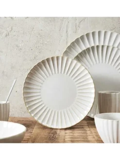 THE HOME DECO FACTORY Gedeckter Tisch<6er-Set: Speiseteller ''Vlora'' in Creme - Ø 21,7 cm