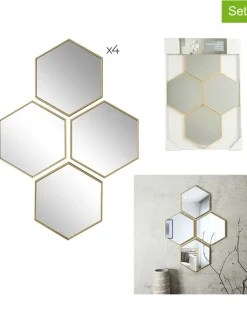THE HOME DECO FACTORY Spiegel<4er-Set: Spiegel in Gold - (B)23 x (H)20 cm