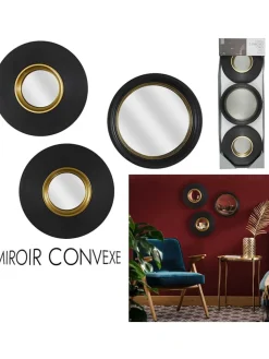 The Concept Factory Spiegel<3er-Set: Spiegel in Schwarz - Ø 25,5 cm