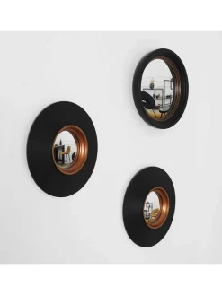 The Concept Factory Spiegel<3er-Set: Spiegel in Schwarz - Ø 25,5 cm