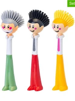 Vigar Putz- & Waschutensilien<3er-Set: Spülbürsten "Dolls" in Grün/ Rot/ Gelb - (H)26,5 cm