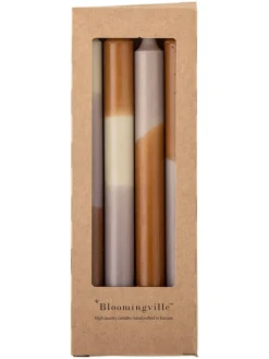 Bloomingville Kerzen, Vasen & Mehr<4er-Set: Stabkerzen ''Dip Dye'' in Hellbraun/ Lila - 4x 75 g