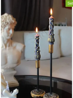 Lucky Bees Kerzen, Vasen & Mehr<2er-Set: Stabkerzen in Dunkelblau/ Gold - 2x 50 g