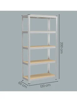 Songmics Regale & Schränke<2er-Set: Standregale in Beige/ Silber - (B)120 x (H)200 x (T)60 cm