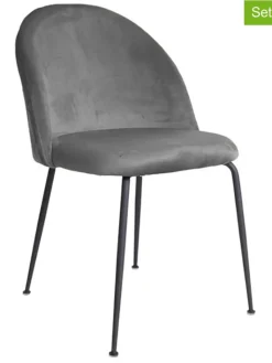 House Nordic Sitzmöbel<2er-Set: Stühle in Grau/ Schwarz - (B)52 x (H)78 x (T)51 cm