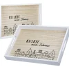 GILDE Dekofiguren & -Objekte<2er-Set Tabletts "Stadtlichter" in Weiß/ Hellbraun - (L)35 x (B)25 x (H)4 cm