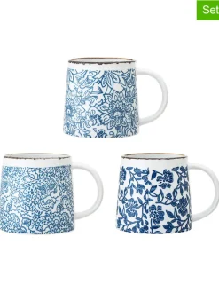Bloomingville Gedeckter Tisch<3er-Set: Tassen "Molly" in Blau - (H)9,5 x Ø 9,5 cm