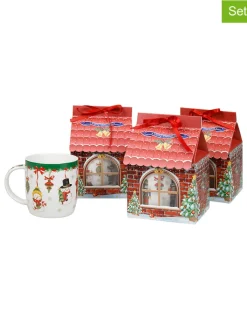 Könitz Gedeckter Tisch<4er-Set: Tassen ''Weihnachtshäuschen'' in Weiß/ Bunt - 400 ml