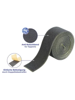 Maximex Weitere Haushaltshelfer<2er-Set: Teppich-Antirutschband in Schwarz - (L)200 x (B)4 cm