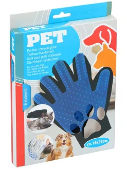 Edco Hunde<2er-Set: Tierpflege-Handschuh in Blau/ Schwarz - (L)23 x (B)16 cm