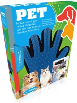 Edco Hunde<2er-Set: Tierpflege-Handschuh in Blau/ Schwarz - (L)23 x (B)16 cm