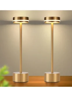 ZMH Tischleuchten<2er-Set Tischleuchte LED in gold Akku Kabellos Touch Dimmbar H 31.5cm