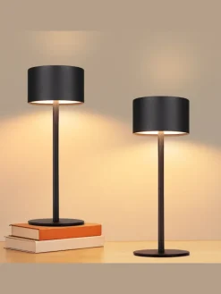 ZMH Tischleuchten<2er-Set Tischleuchte LED in schwarz rund Touch Dimmbar Tragbare Kabellos