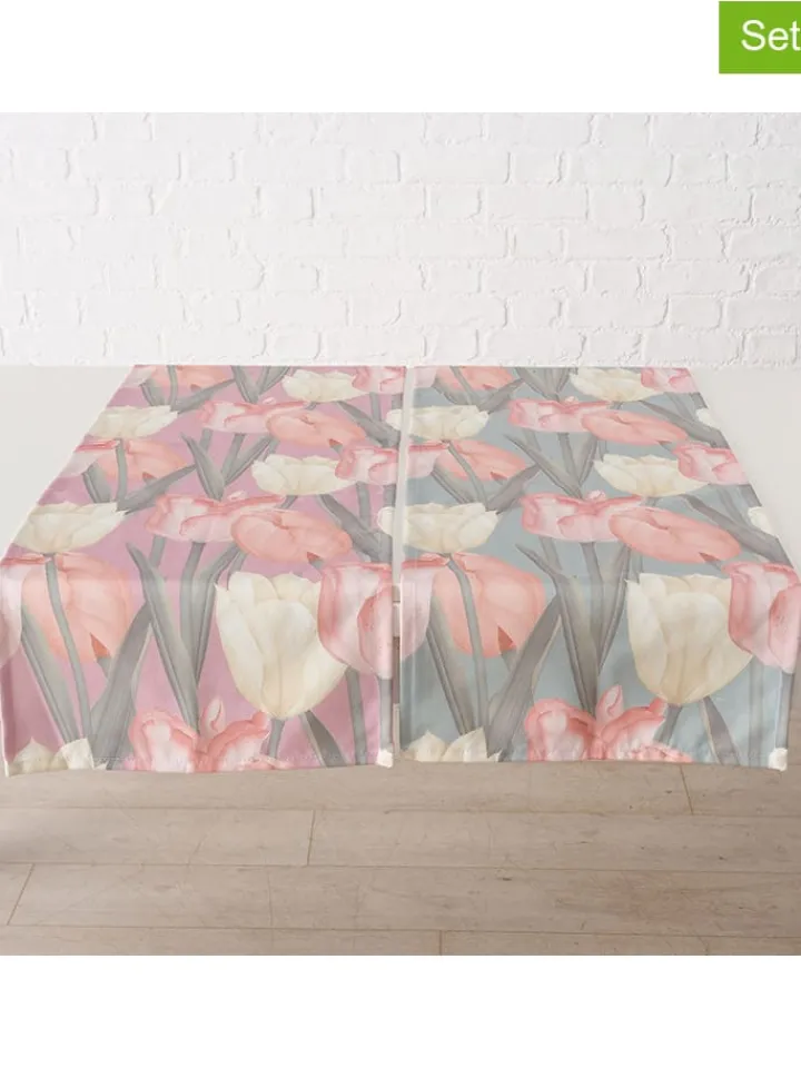 Boltze Küchentextilien|Tisch- & Küchentextilien<2er-Set: Tischläufer "Tulipa" in Rosa/ Grün - (L)140 x (B)40 cm