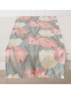 Boltze Küchentextilien|Tisch- & Küchentextilien<2er-Set: Tischläufer "Tulipa" in Rosa/ Grün - (L)140 x (B)40 cm
