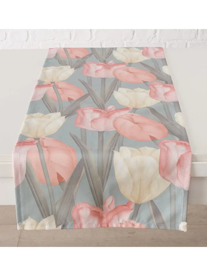 Boltze Küchentextilien|Tisch- & Küchentextilien<2er-Set: Tischläufer "Tulipa" in Rosa/ Grün - (L)140 x (B)40 cm