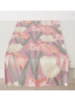 Boltze Küchentextilien|Tisch- & Küchentextilien<2er-Set: Tischläufer "Tulipa" in Rosa/ Grün - (L)140 x (B)40 cm