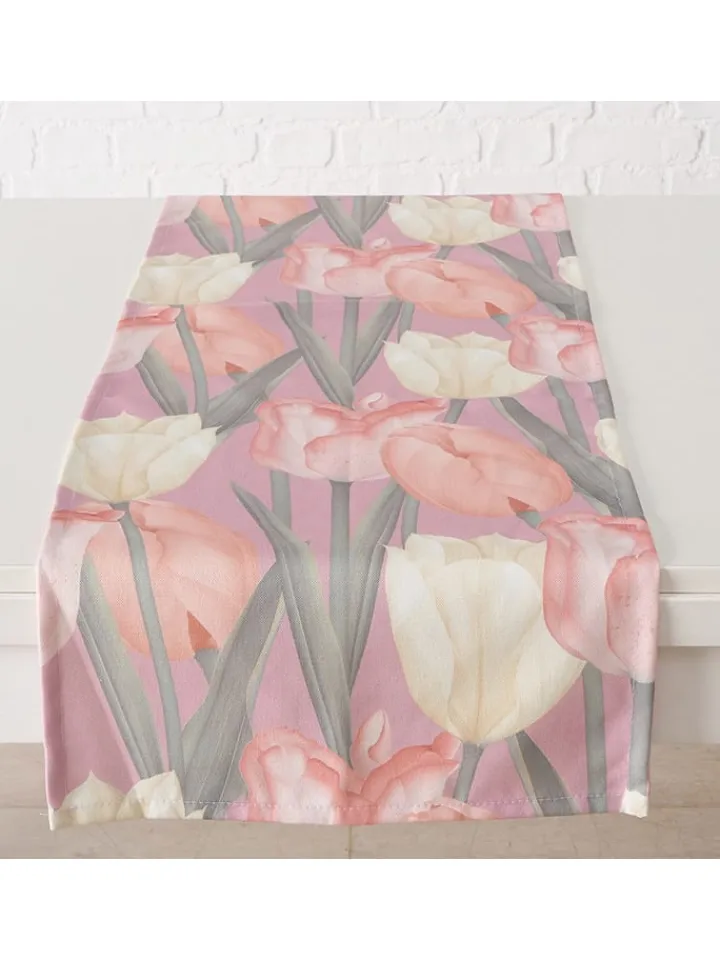 Boltze Küchentextilien|Tisch- & Küchentextilien<2er-Set: Tischläufer "Tulipa" in Rosa/ Grün - (L)140 x (B)40 cm
